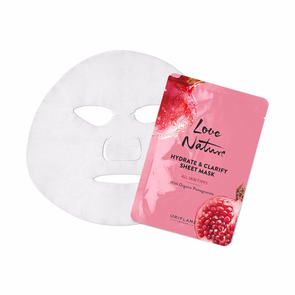 Máscara de Tecido Hidratante e Iluminadora com Romã Love Nature
