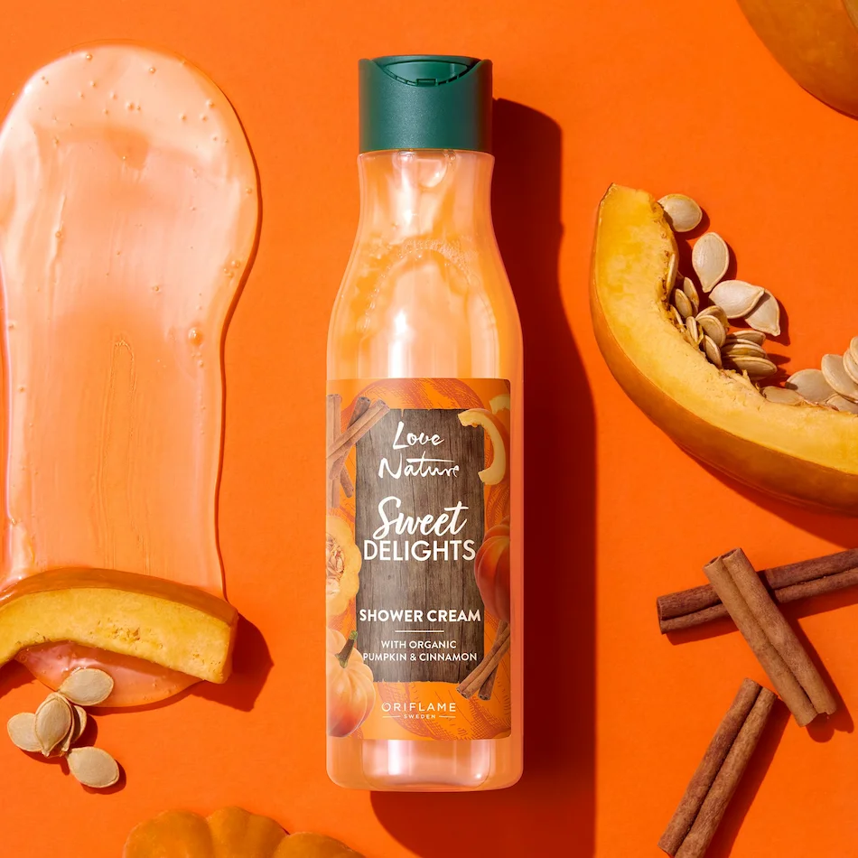 Creme de Banho com Abóbora e Canela Sweet Delights Love Nature da Oriflame