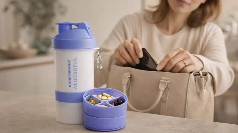 Garrafa shaker com compartimentos