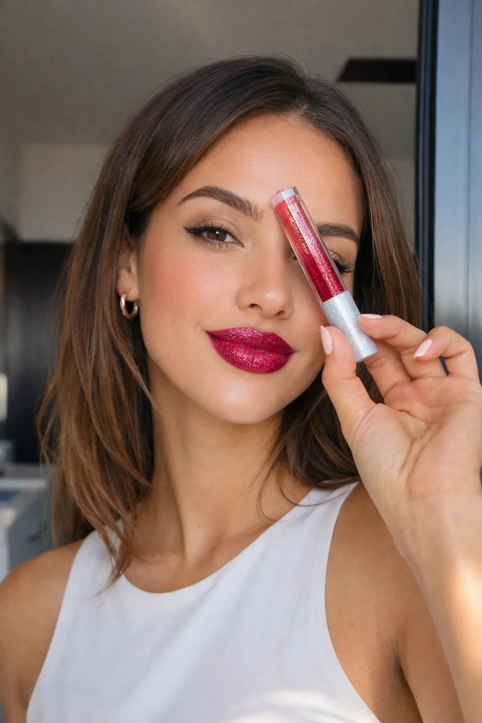 Batom que passa de mate a brilhante: o efeito glitter que fica chic