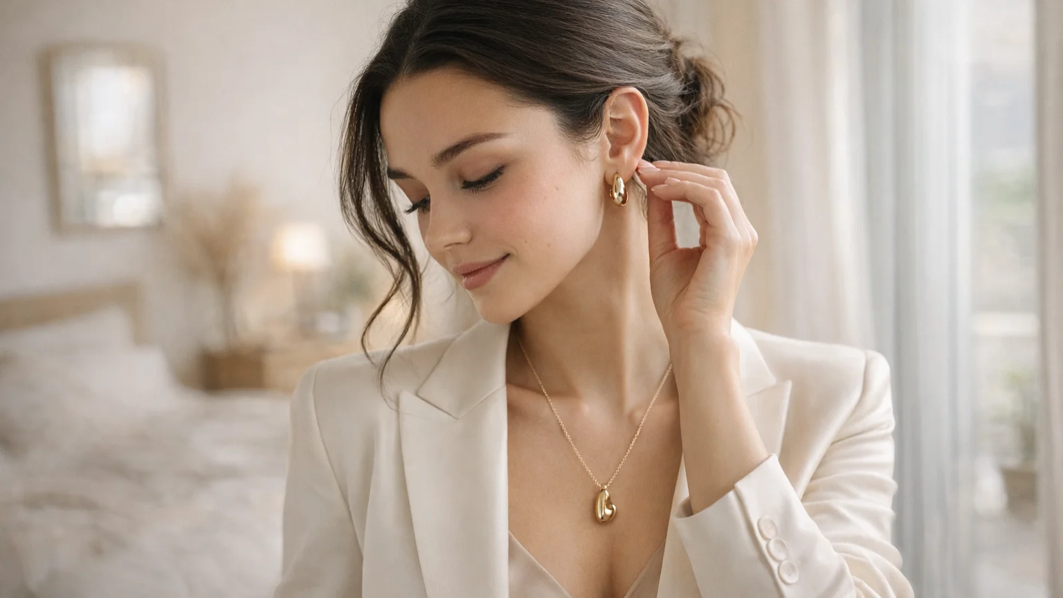 Colar e brincos dourados