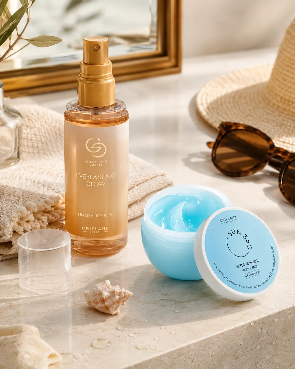 Depois do sol, este duo deixa a pele fresca e o cabelo perfumado