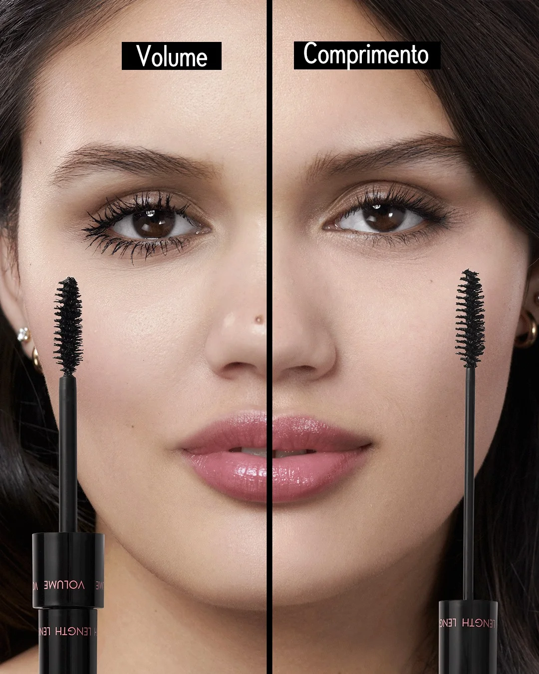 Comparação dos efeitos de volume e comprimento da máscara Wonder Lash 2 em 1