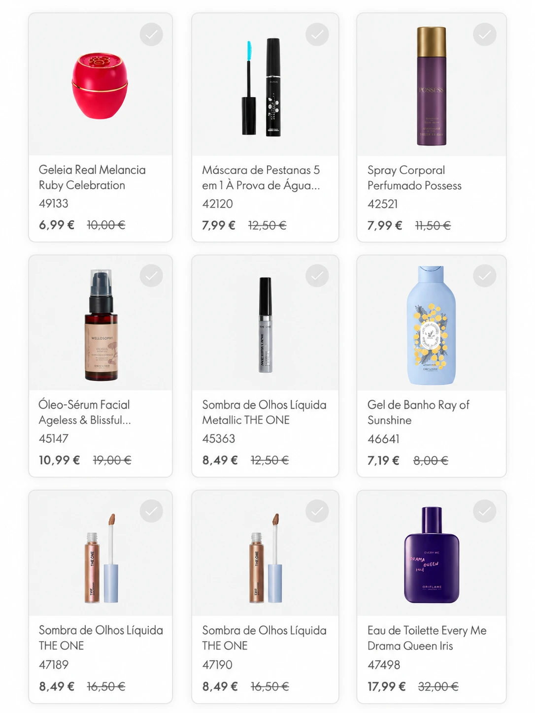 Nove produtos com portes grátis disponíveis no Catálogo 13 Oriflame